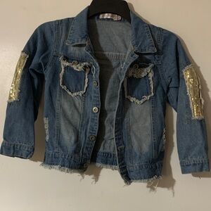 Denim Jacket with Gold Sequin Accents